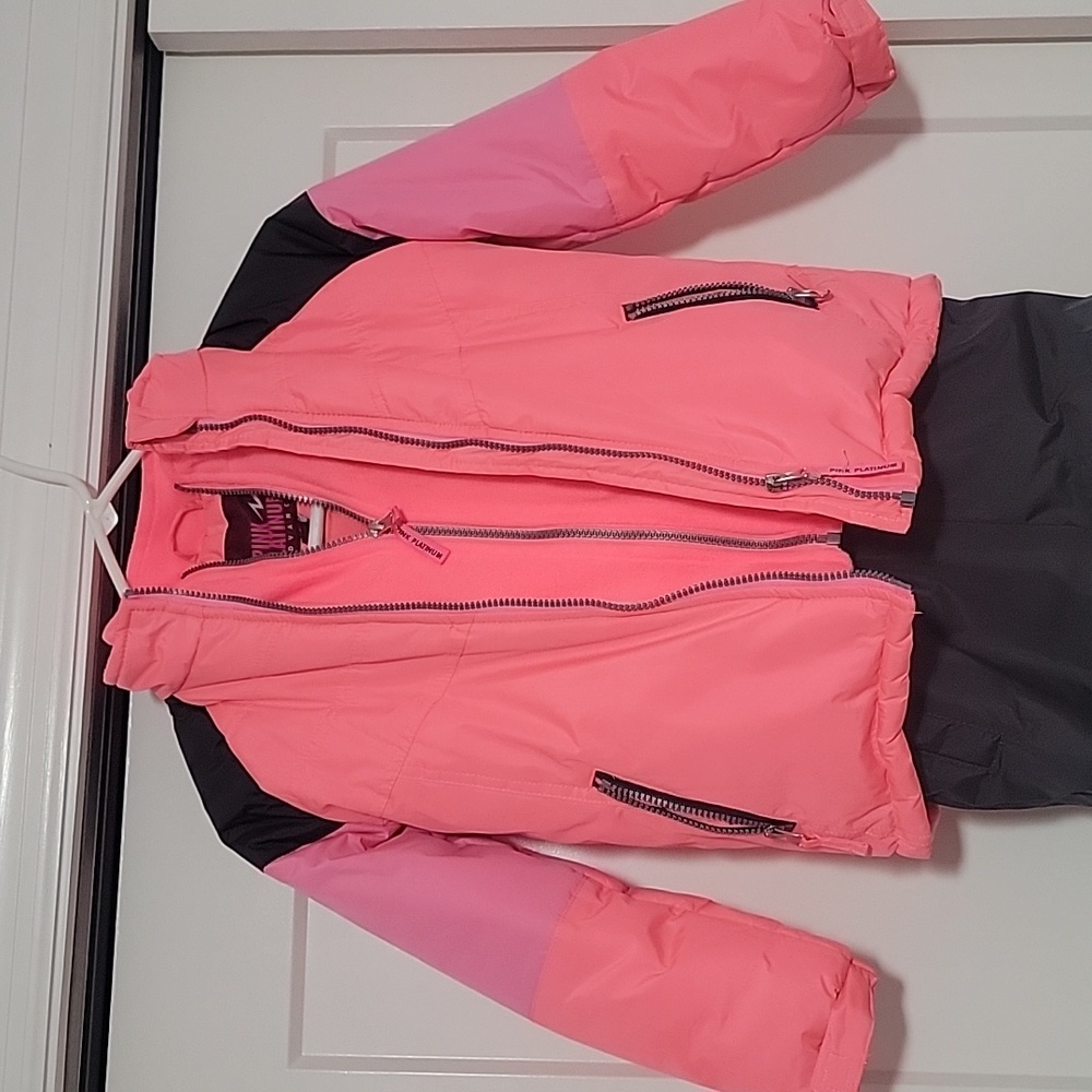 Girls winter coat and ski bib set